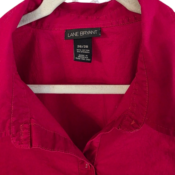 Lane Bryant Red Short Sleeve Button-Up Shirt Size 26/28 - Picture 2 of 6